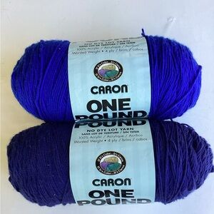 Caron One Pound Yarn Blue Crochet Knit Supplies Acrylic